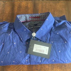 Men’s Ted Baker London Navy Cards Dress Shirt Size 6